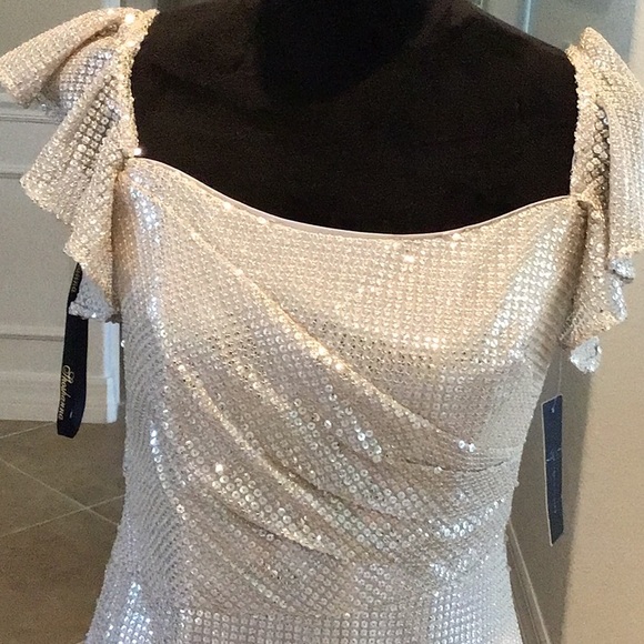 Shoshanna midnight Tessa dress, metallic, assymetric hem, size 6, NWT - Picture 4 of 14